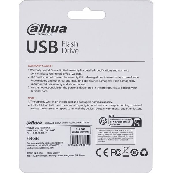 PENDRIVE USB-U176-20-64G 64 GB USB 2.0 DAHUA