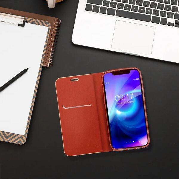 Kabura LUNA Book Gold do XIAOMI Redmi NOTE 14 4G (GLOBAL - 163.25mm x 76.55mm x 8.16mm) czerwony