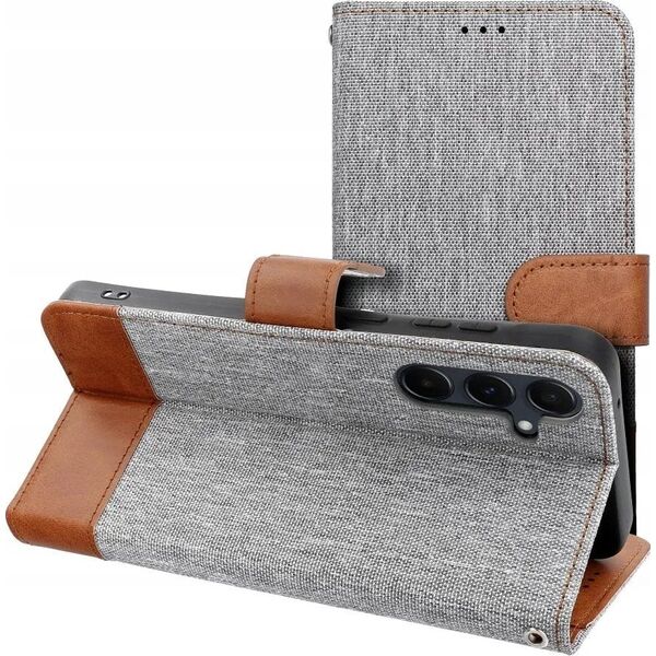 Kabura JEANS Book do XIAOMI Redmi NOTE 14 4G (GLOBAL - 163.25mm x 76.55mm x 8.16mm) szary