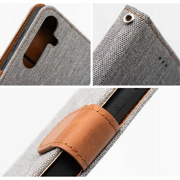 Kabura JEANS Book do XIAOMI Redmi NOTE 14 4G (GLOBAL - 163.25mm x 76.55mm x 8.16mm) szary