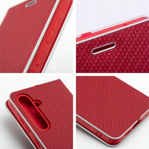Kabura LUNA Book Carbon do XIAOMI Redmi Note 14 4G (GLOBAL - 163.25mm x 76.55mm x 8.16mm) czerwony