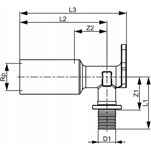 Tece TECEflex - Μακρύ τοίχο γωνία 16x1/2" GW [10/20] - 768502