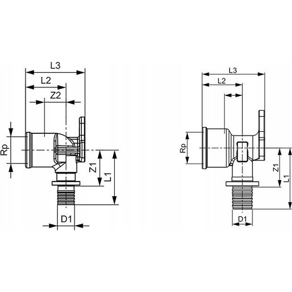Tece TECEflex - γωνία τοίχου 20(18)x1/2" GW [10/50] - 768520