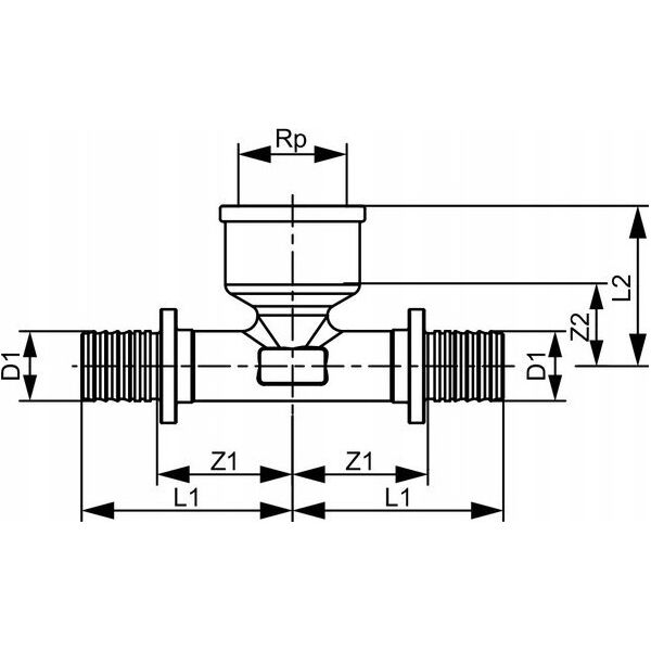 Tece Τρίοδης ορειχάλκινη σύνδεση GW 25mm x 3/4" x 25mm (769525)