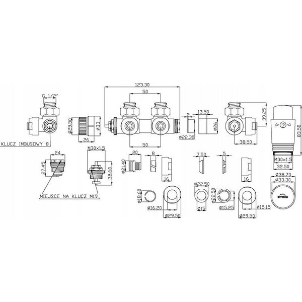 Invena INVENA DUOPLEX ΓΙΑ ΚΑΤΩ ΣΥΝΔΕΣΗ 50MM ΧΡΩΜΙΟ - CZ-88-015