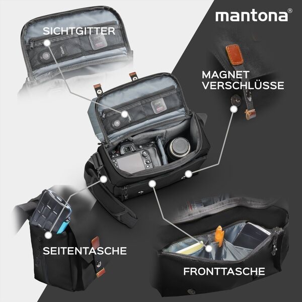 Τσάντα Mantona mantona Camera bag Milano grande μαύρο