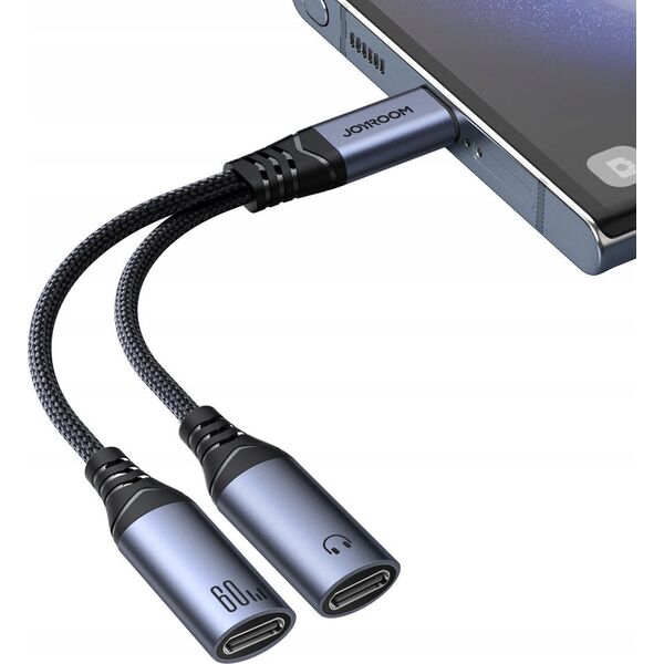 Adapter AV Joyroom Adapter DAC 2w1 Joyroom SY-C03 USB-C do 2x USB-C - czarny