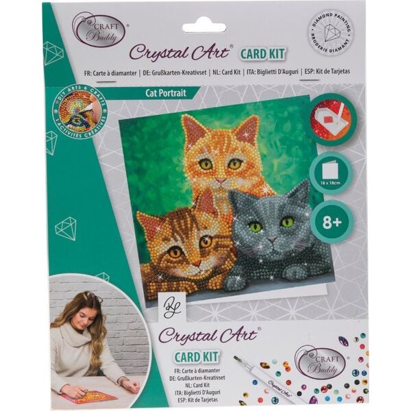 Cats, 18x18cm Crystal Art Card
