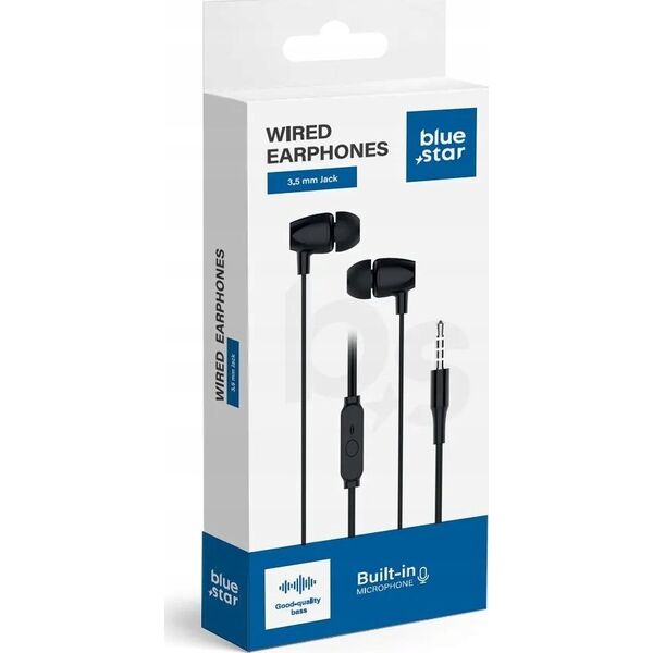 BLUE STAR słuchawki przewodowe Jack 3,5 mm z mikrofonem PA-E67 1,2 m czarne
