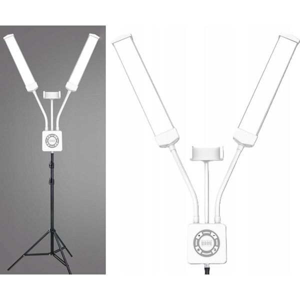 Podwójna Giętka Lampa Led Kosmetyczna Fotograficzna Video 40w + Pilot / M46 / Biały