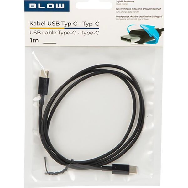 Kabel USB Blow USB-C - USB-C 1 m Czarny