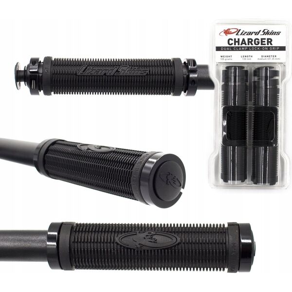 Λαβές τιμονιού Lizard Skins LIZARDSKINS CHARGER LOCK-ON μαύροι σφιγκτήρες 130mm μαύρο - LZS-LOCDS100
