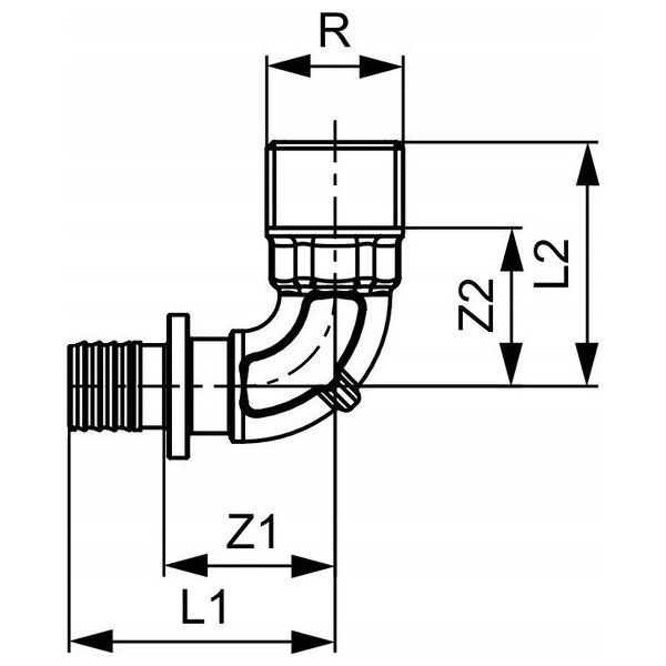 Tece Γωνιακός σύνδεσμος GZ 25x3/4" ορείχαλκος - 707525