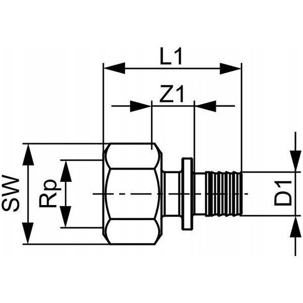 Tece Σύνδεσμος μετάβασης 20mm x 3/4" ορείχαλκος (705004)