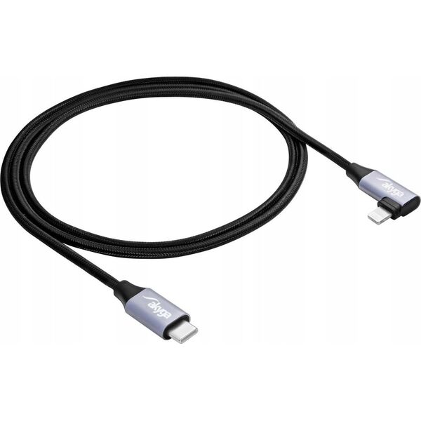 Kabel USB Akyga Kabel kątowy USB type C / Ligtning 1m AK-USB-56 30W oplot