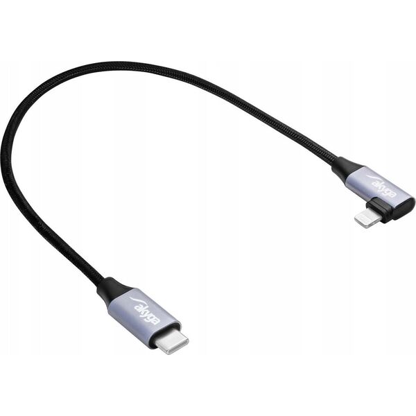 Kabel USB Akyga Kabel kątowy USB type C / Ligtning 30cm AK-USB-55 30W oplot