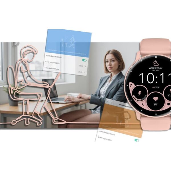 Smartwatch Rubicon SMARTWATCH UNISEX Rubicon RNCF16 - BLUETOOTH CALL, TRENING GOOGLE FIT (sr058d) NoSize