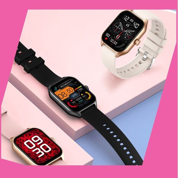 Smartwatch Rubicon Zegarek SMARTWATCH Rubicon RNCF03 r.gold mesh + pink silicone