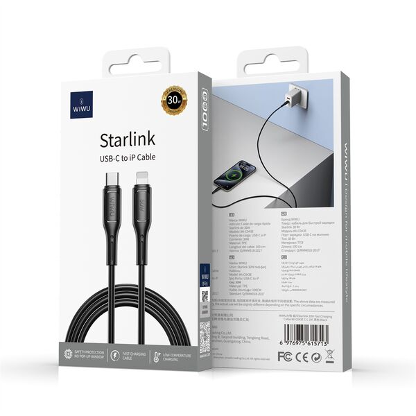 WiWU - Kabel USB serii Starlink Wi-C043E USB C do Lightning 30W - czarny