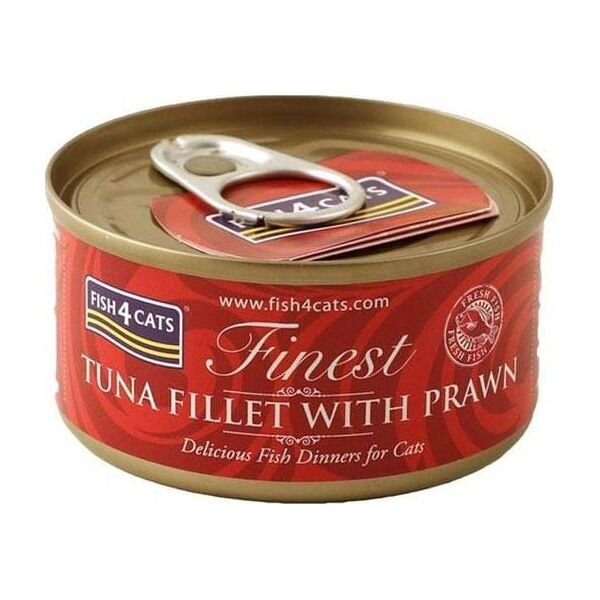 Fish4Cats Fish4Cats - filety tuńczyka z krewetkami, mokra karma dla kota, 70g uniwersalny