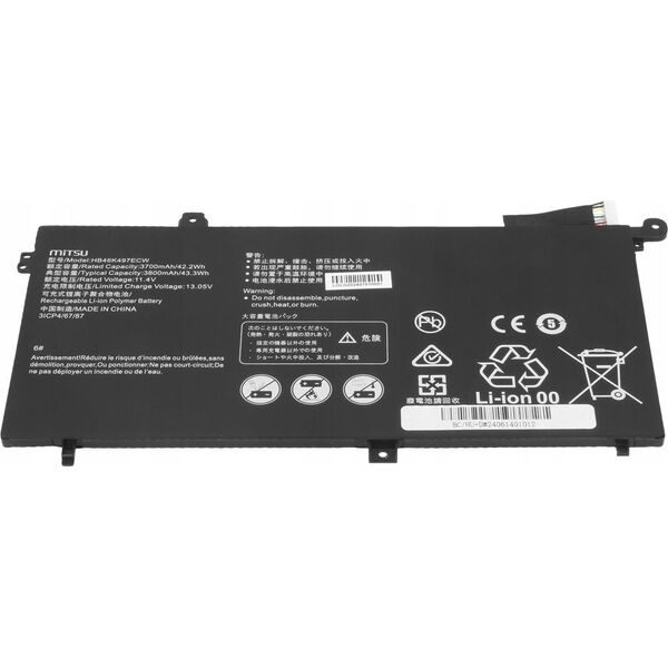 mitsu Bateria do Smartphome Huawei Matebook D Series HB46K497ECW 3700 mAh (42.2 Wh) 11.4V