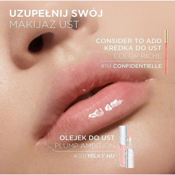 L'OREAL_Plump Ambition Hyaluron Lip Oil olejek do ust z kwasem hialuronowym 201 Milky Nu 5ml