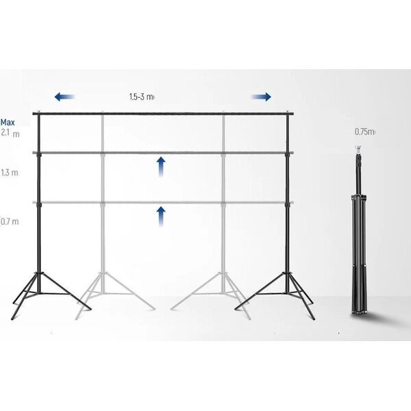 ZESTAW Atelier Uchwyt DO TEŁ TŁA 3x2,1 m STATYW BELKA 8x KLIPS Torba NEEWER NK-ST0204