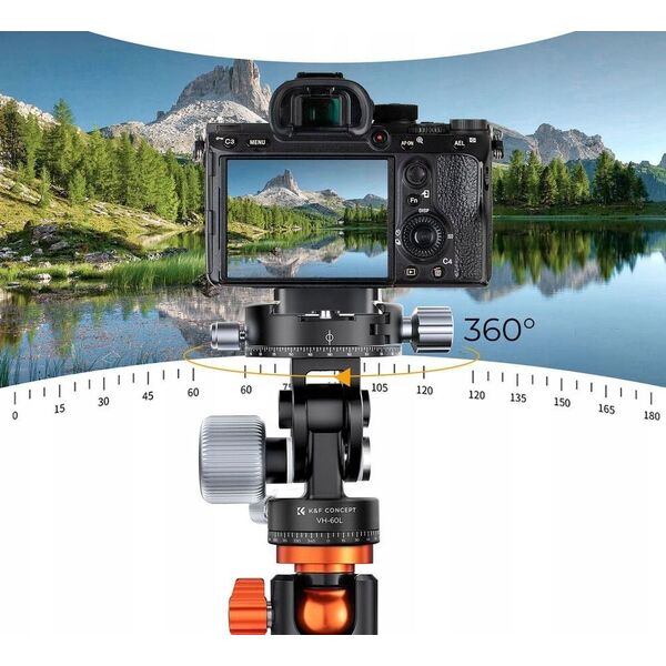 Profesjonalna Głowica Panoramiczna 10kg K&F VH-60L Aluminium 3x Podziałka / KF31.103
