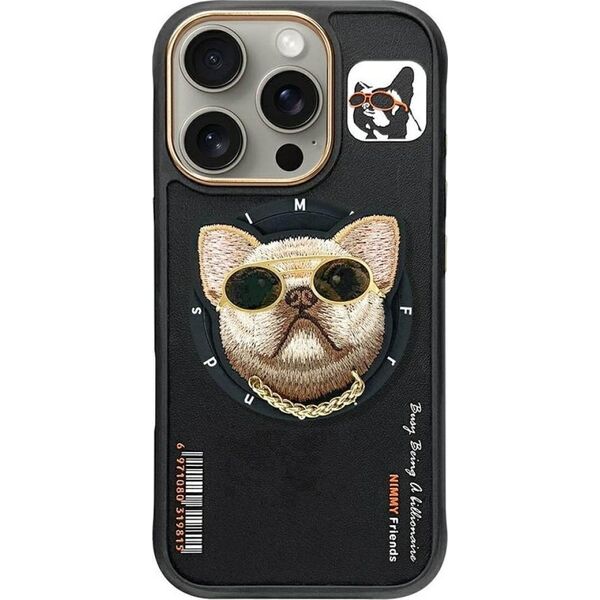 Etui Nimmy Glasses Cool Dog MagSafe do iPhone 16 Pro czarny