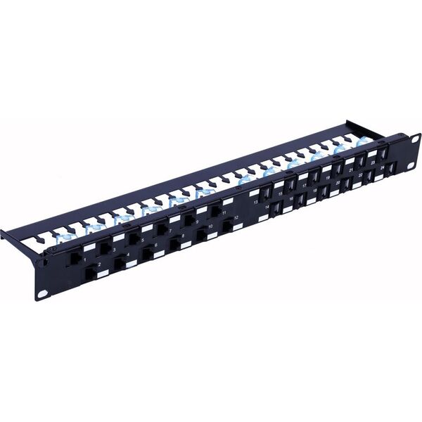 Techly Techly 367836 Patch panel 24x Keystone RJ45 Cat6a UTP, 1U, porty ukośne