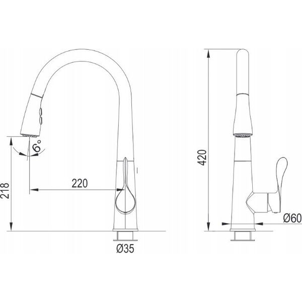 Bateria kuchenna Blue Water Kitchen faucet with pull-out hose Blue Water Stabili, graphite color