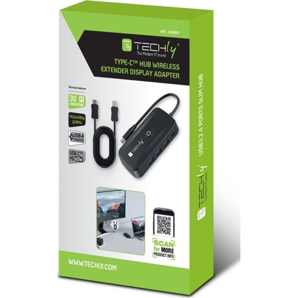 Bezprzewodowy transmiter obrazu USB-C do HDMI 1080p do 30m