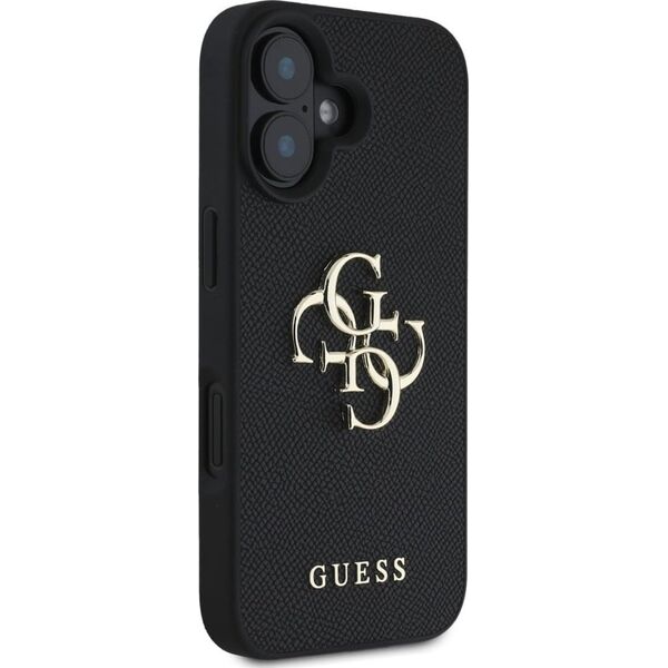 Guess Grained Big 4G Logo Small Classic Logo case for iPhone 16 black