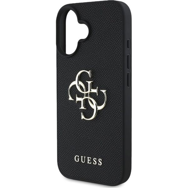 Guess Grained Big 4G Logo Small Classic Logo case for iPhone 16 black