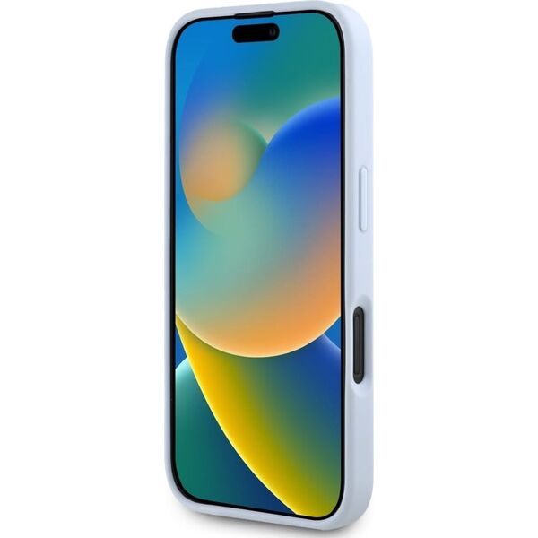 Guess Grained Big 4G Logo Small Classic Logo case for iPhone 16 blue