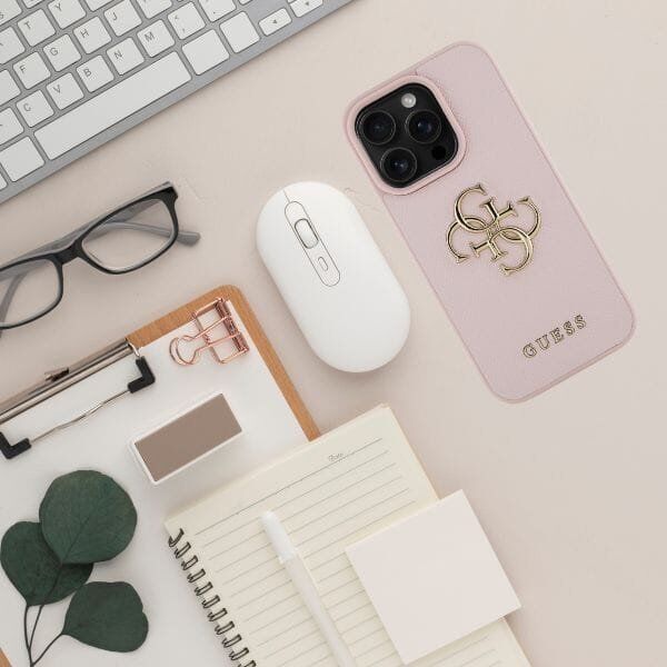 Guess Grained Big 4G Logo Small Classic Logo case for iPhone 16 Pro Max pink