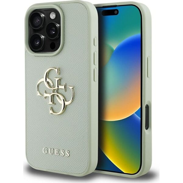 Guess Grained Big 4G Logo Small Classic Logo case for iPhone 16 Pro green