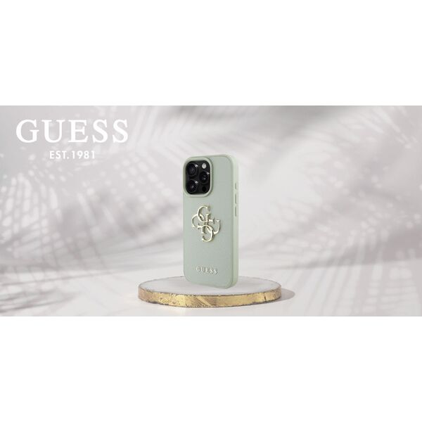 Guess Grained Big 4G Logo Small Classic Logo case for iPhone 16 Pro green
