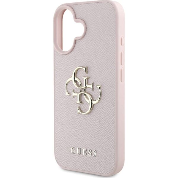 Guess Grained Big 4G Logo Small Classic Logo case for iPhone 16 pink