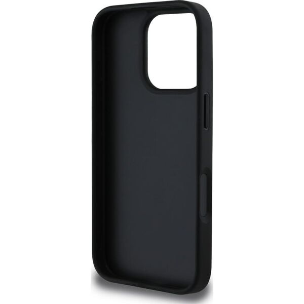 Guess Hot Stamp 4G Pattern Triangle Metal Logo case for iPhone 16 Pro Max black