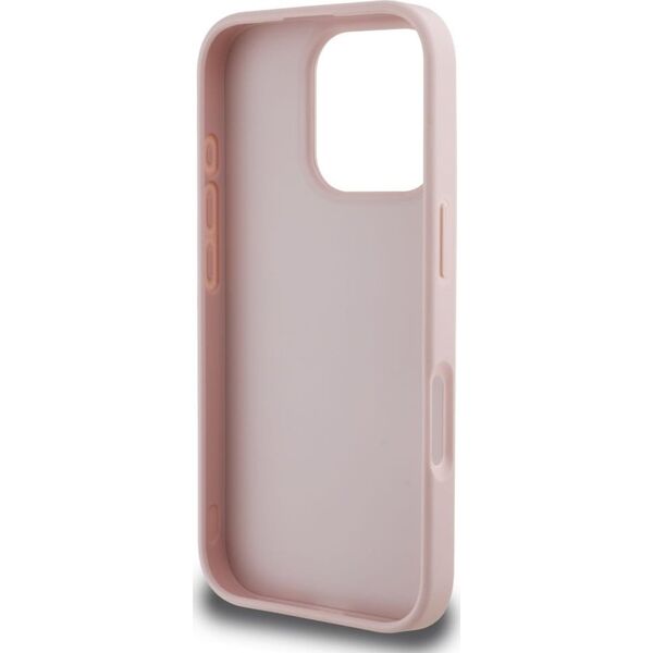 Guess Hot Stamp 4G Pattern Triangle Metal Logo iPhone 16 Pro Case Pink