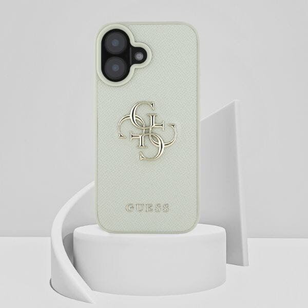 Guess Grained Big 4G Logo Small Classic Logo case for iPhone 16 green