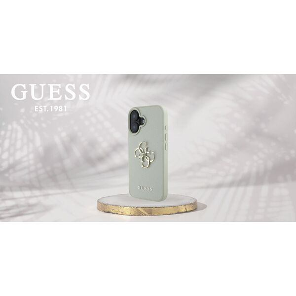 Guess Grained Big 4G Logo Small Classic Logo case for iPhone 16 green