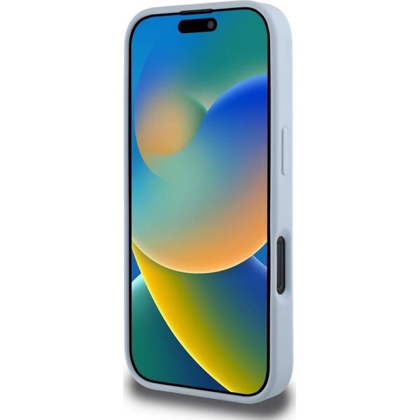 Guess Grained Big 4G Logo Small Classic Logo case for iPhone 16 Pro Max blue