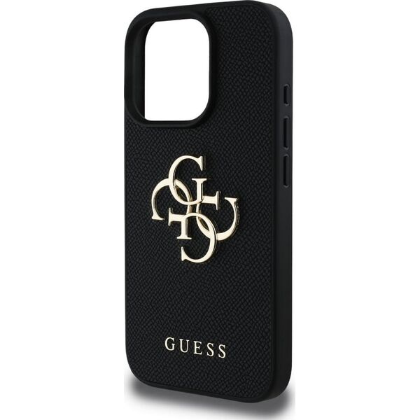Guess Grained Big 4G Logo Small Classic Logo case for iPhone 16 Pro black