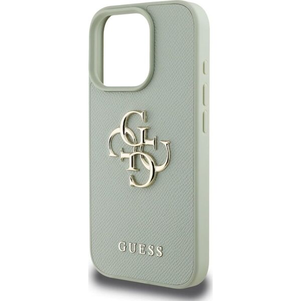 Guess Grained Big 4G Logo Small Classic Logo case for iPhone 16 Pro Max green