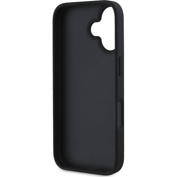 Guess Hot Stamp 4G Pattern Triangle Metal Logo case for iPhone 16 black