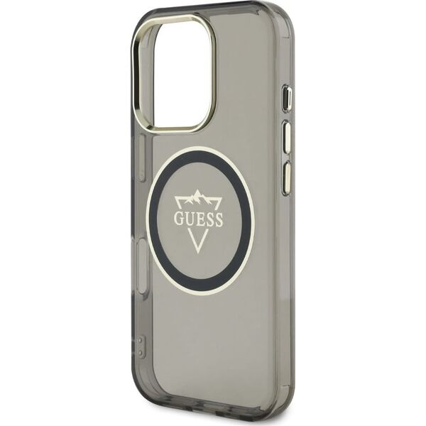 Guess IML Metal Mountain Logo MagSafe Case for iPhone 16 Pro Black