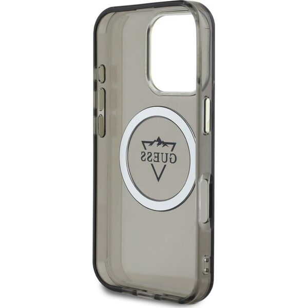 Guess IML Metal Mountain Logo MagSafe Case for iPhone 16 Pro Black