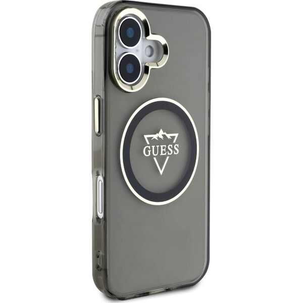 Guess IML Metal Mountain Logo MagSafe case for iPhone 16 black